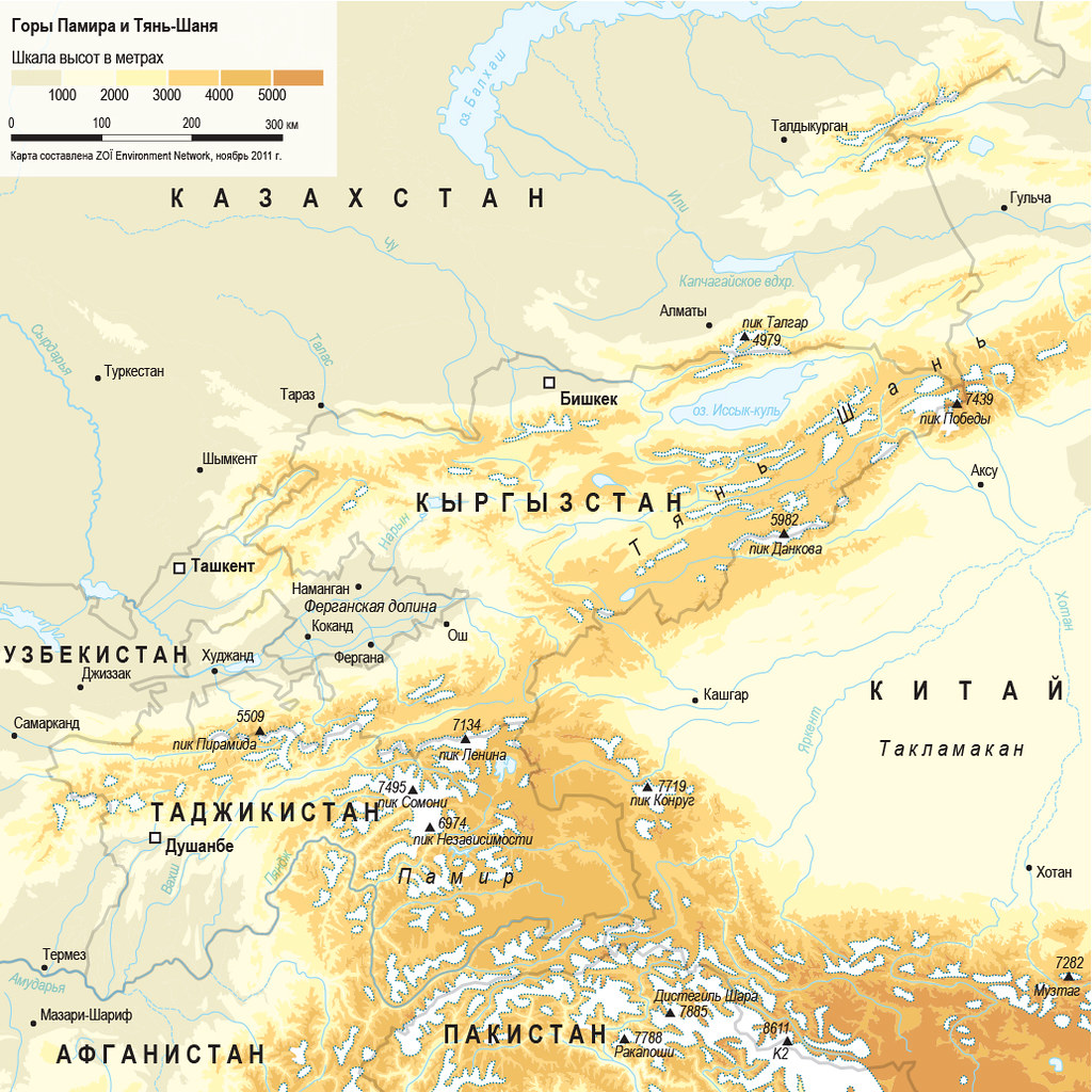 Контурная карта тянь шань