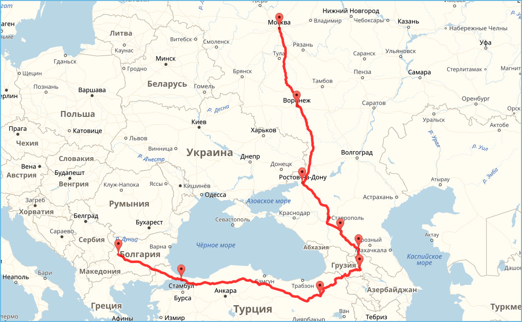 Карта пятигорск ростов на дону